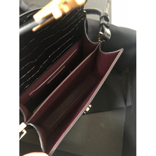 Lushentic Rep BLACK CASSANDRA MINI TOP HANDLE BAG IN CROCODILEEMBOSSED